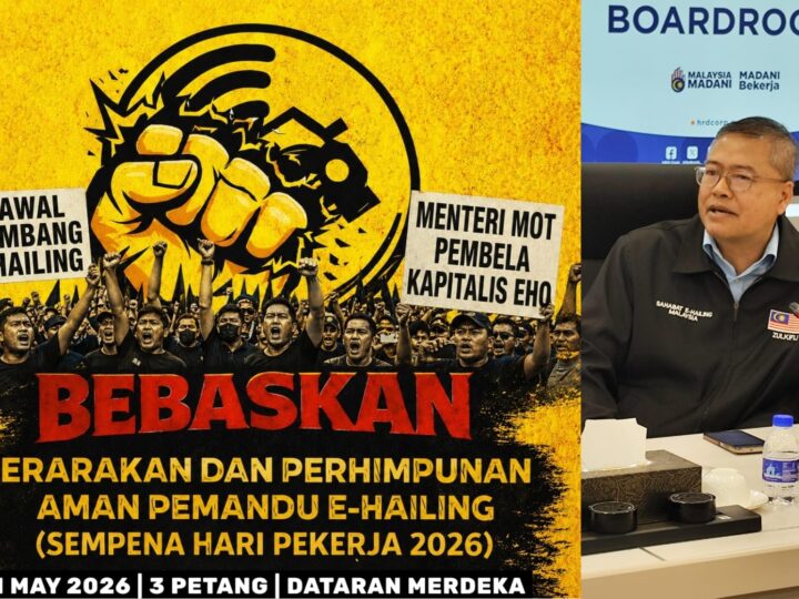 Pemandu e-hailing diseru sertai perhimpunan aman menuntut keadilan pada 1 Mei ini